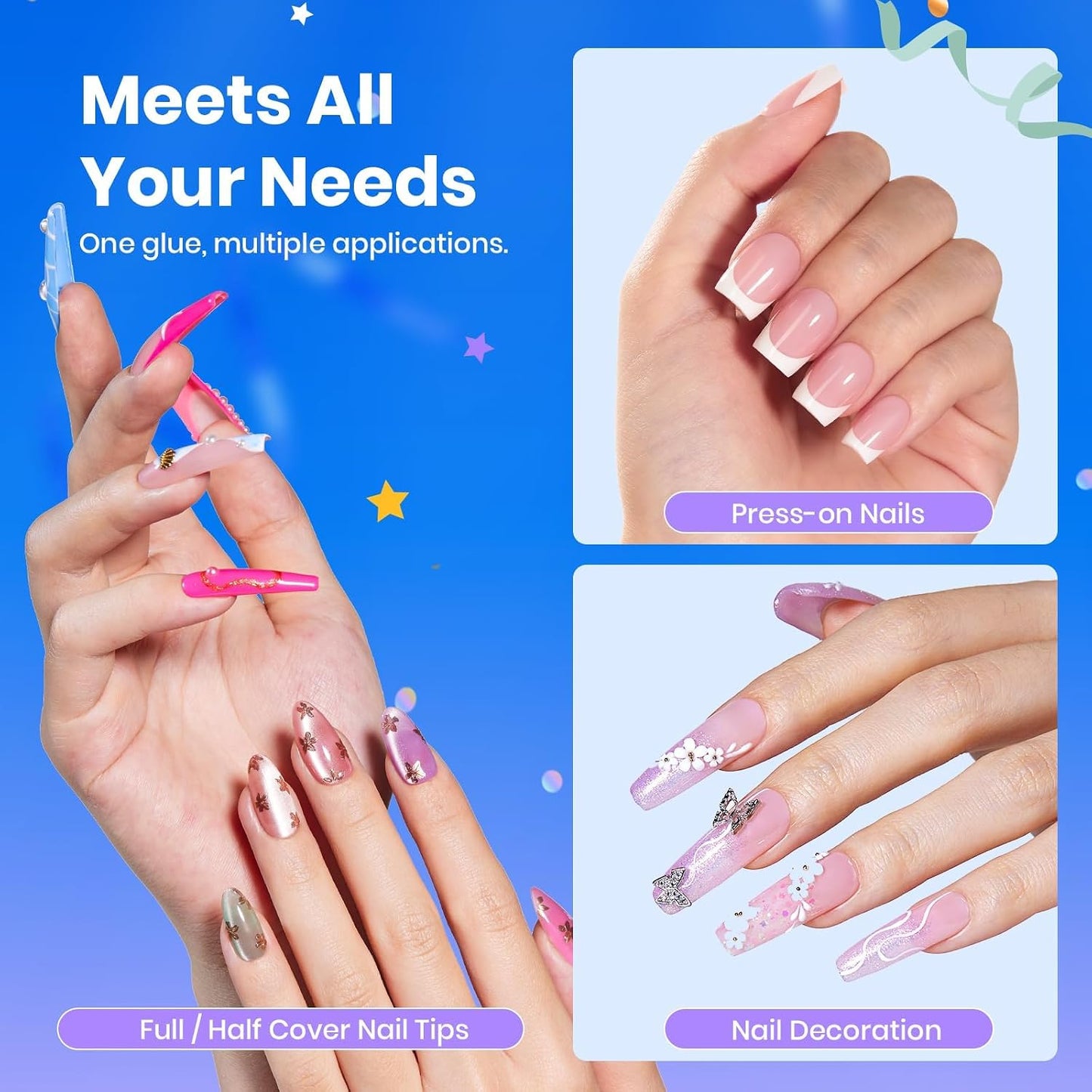 Beetles Super Strong Nail Glue - Quick Drying, Long Lasting Formula for Press-On Nails | 2pcs Set