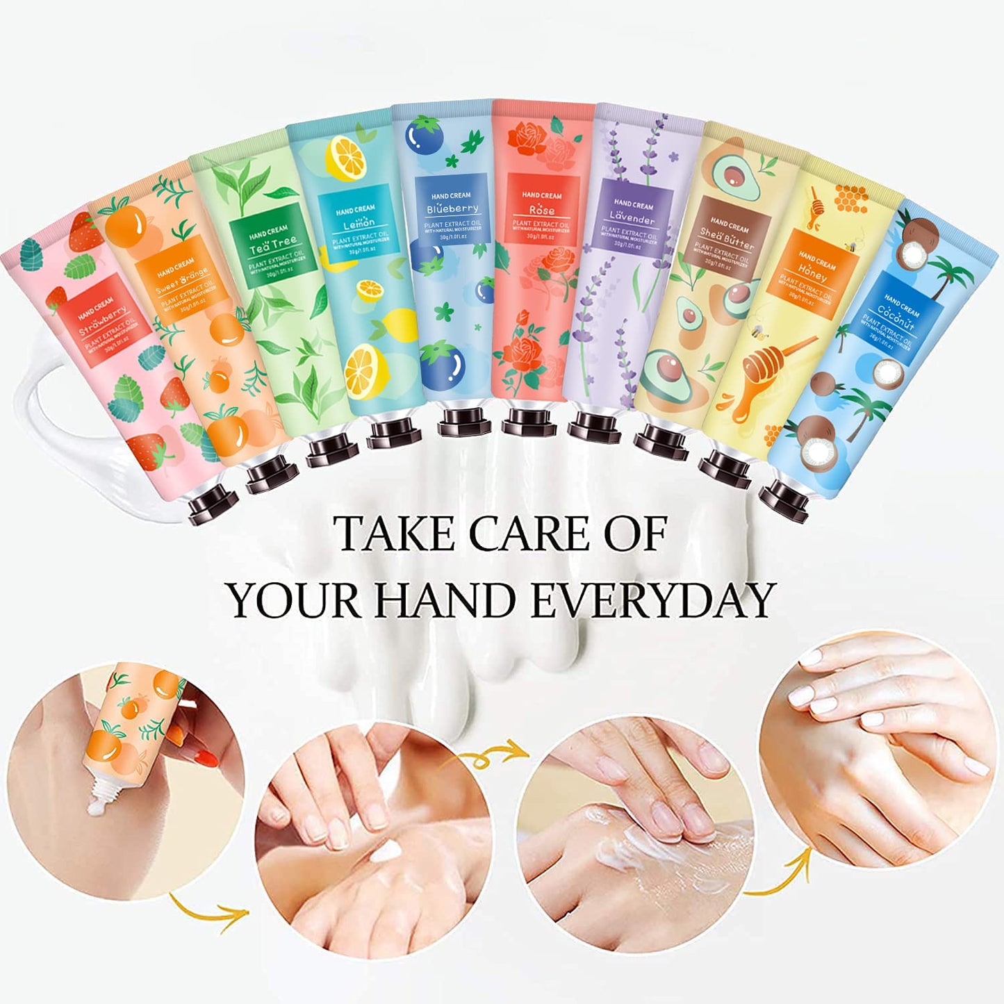 Hand Cream Set - 10 Pack Moisturizing Lotion for Dry Cracked Hands | Ideal Gifts for Women, Teens & Bridesmaids