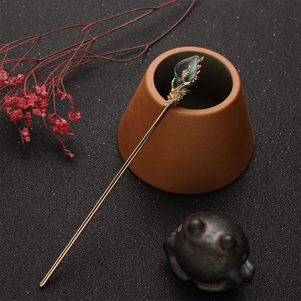 Metal Hairpin Female Hair Accessories Hair Fork Vintage Women Classic Chinese Style(silver&blue)