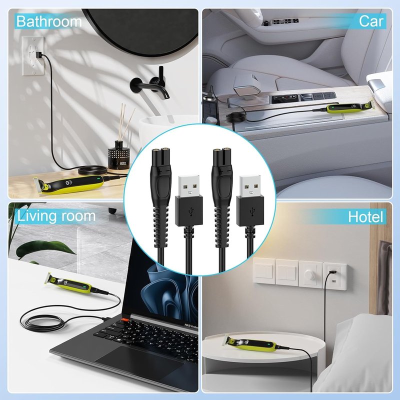IBERLS 2-Pack 5V Cord Charger Compatible with Phillips Norelco One Blade 360 MG5910, MG7910, 2400, 3600, MG9510, X5006, PQ888, 5V Charging Shaver Cable