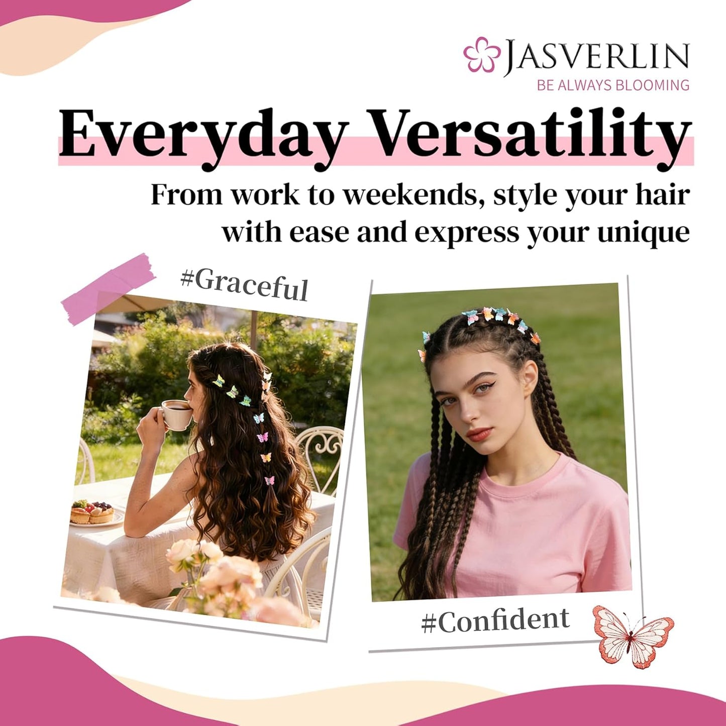 Mini Butterfly Hair Clips for Girls - Cute Y2K Aesthetic Claw Clips | 50 Pcs Pastel Flutter
