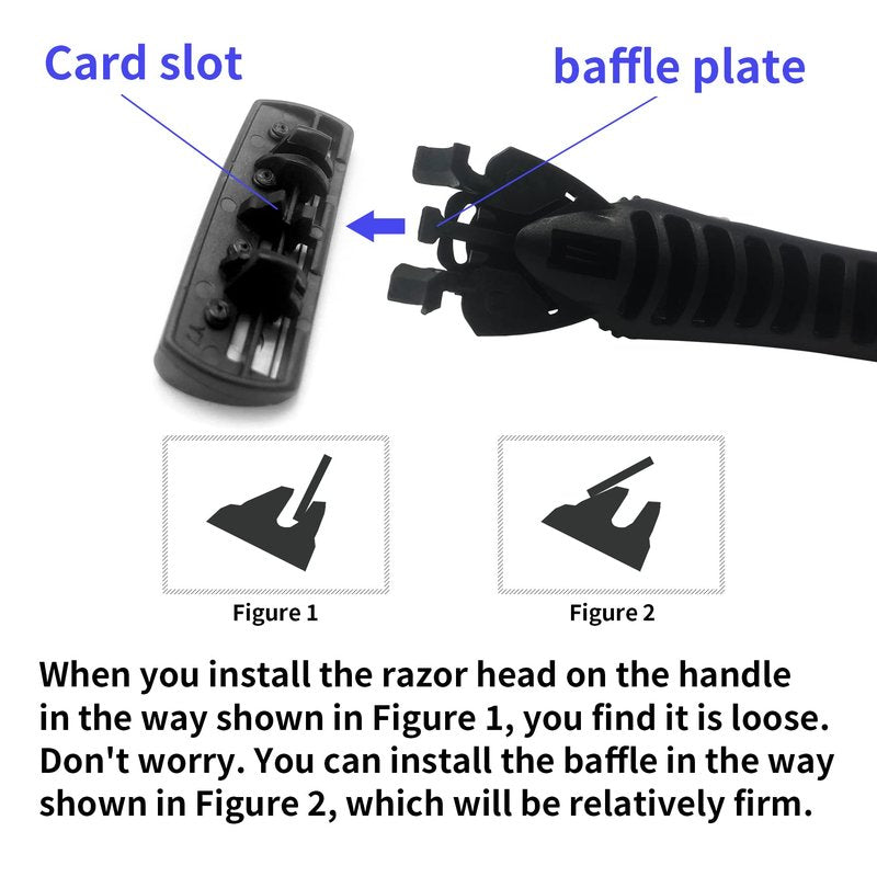 6-Blade Razor,Plastic Anti-slip Men Manual Refill Cartridges razors, Reusable Face Cleansing Care Tool, 24 pcs refill cartridges, Shave Supplies for Men and Women - Black