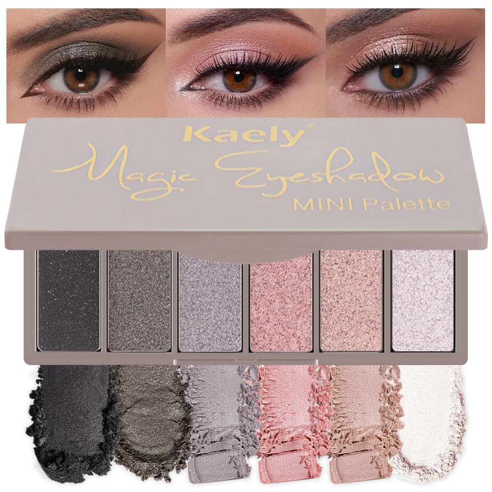 Mini Neutral Eye Shadow Palette - 6 Pigmented Colors for Older Women | Waterproof Matte Shades