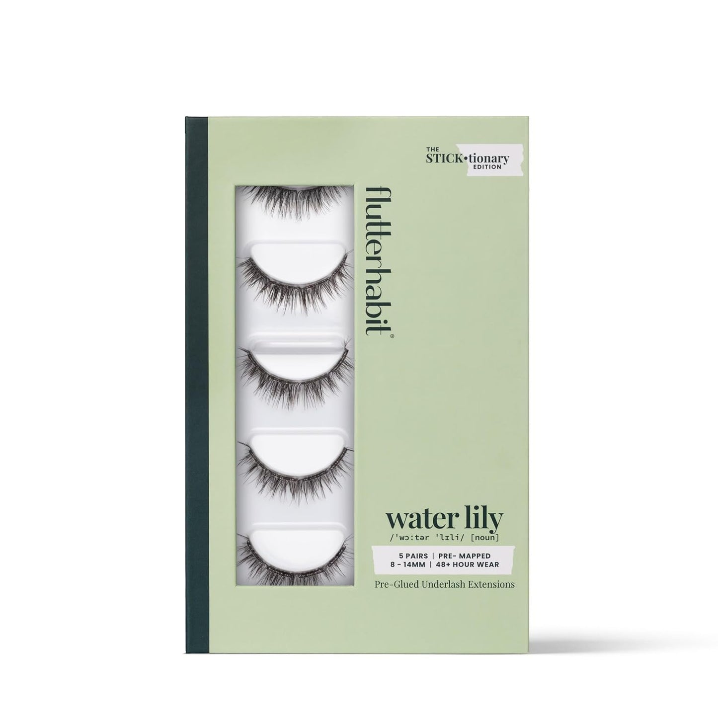 Self-Adhesive Eyelashes Kit - FlutterHabit STICKtionary Bestie | Pre-Glued Underlash Strips for Beginners, Lightweight & Reusable (5 Pairs)