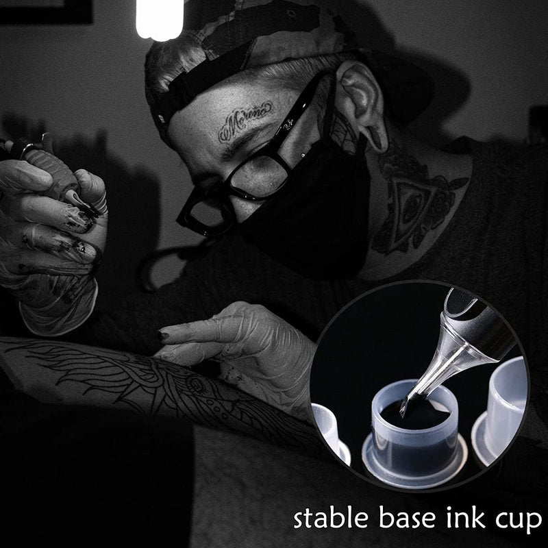 Tattoo Ink Caps Small - Yuelong 1000Pcs Plastic Pigment Caps Disposable Tattoo Cups With Base Sizes 11mm for Permanent Makeup Container Cap Tattoo Accessory Tattoo Ink