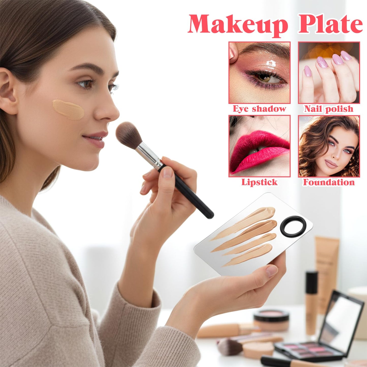 2 Set Makeup Palette Tray with Spatula, Makeup Mixing Palette