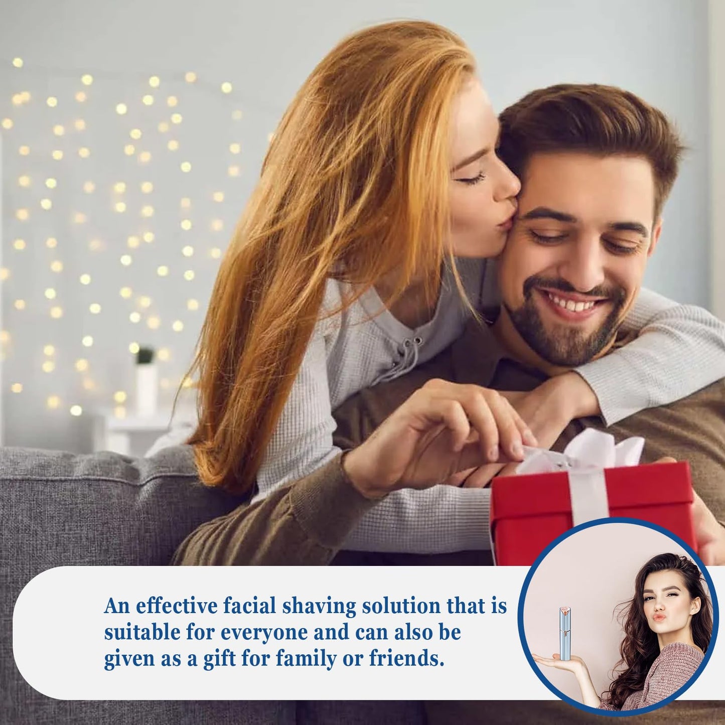 Facial Hair Removal for Women,Electric Rechargeable Face Shaver,Painless Gentle Trimming for Peach Fuzz,Lip,Chin with 2 x Replacement Heads (Blue)
