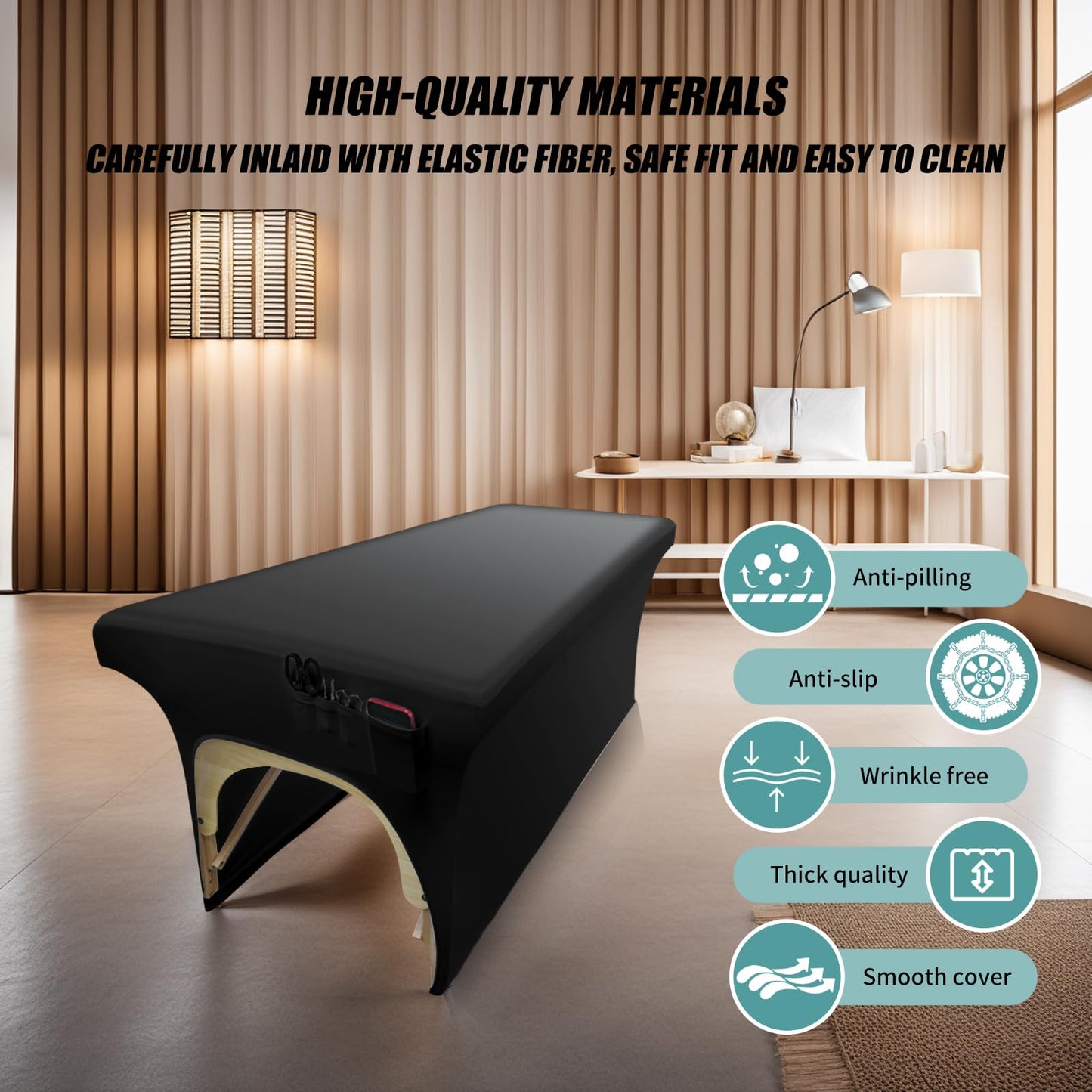 Lufyzora Lash Bed Cover Wipeable PU Leather Massage Table Cover Waterproof and Reusable Spa Bed Cover ,Odorless and High Elasticity Vegan Leather Lash Bed Topper(6FT,Top Pocket Design)