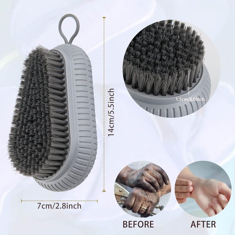 Nail Brush Set - Heavy Duty Fingernail Cleaning Brushes with Narrow Bristles & Hanging Rope | 2 Pcs