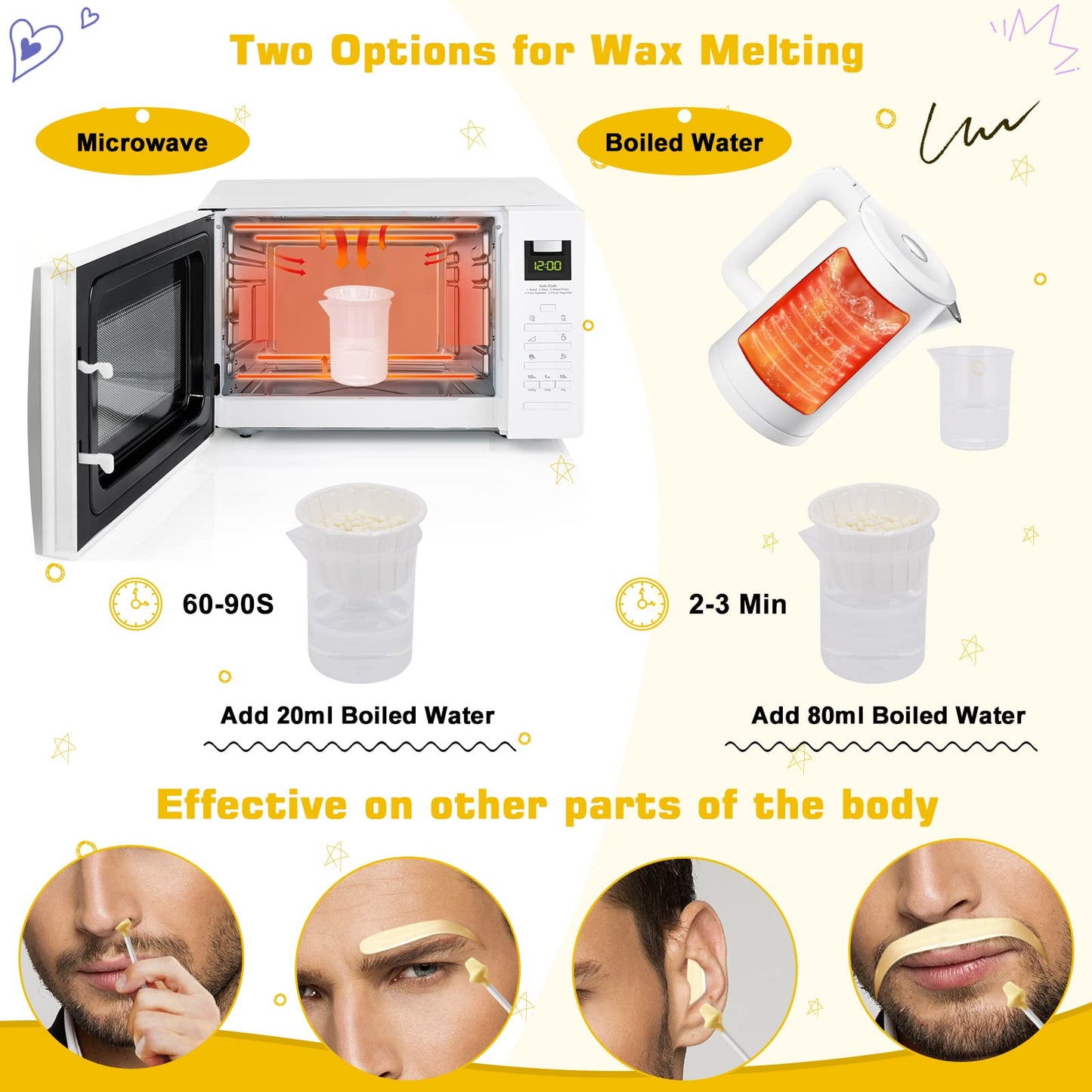 Auperwel Nose Wax Kit - Includes 120g Wax and 30 Applicators for Quick & Painless Nose Hair Removal, Lasts 20-30 Uses (Up to 4-6 Weeks), Ideal for Men and Women - Black