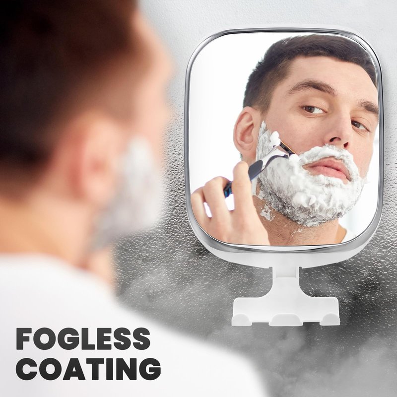 TAILI Shower Mirror Fogless for Shaving, Anti Fog Shaving Mirror with Razor Holder NO-Drilling,Removable,Shatterproof & Waterproof,Wall Mounted Bathroom Accessories with Powerful Suction(White)