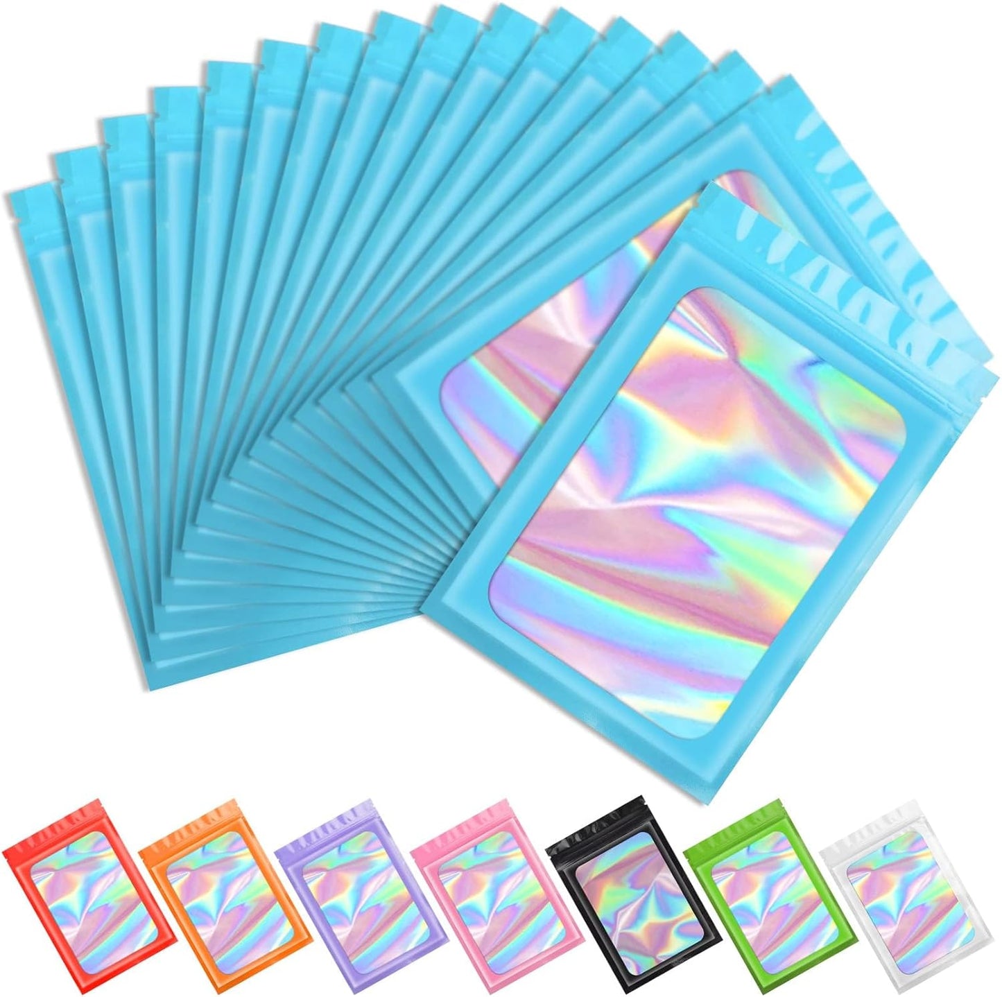 Purple Smell Proof Mylar Holographic Bags - 100 Pcs Resealable Odor Proof Foil Pouches for Food Storage | 2.4x3.9 In