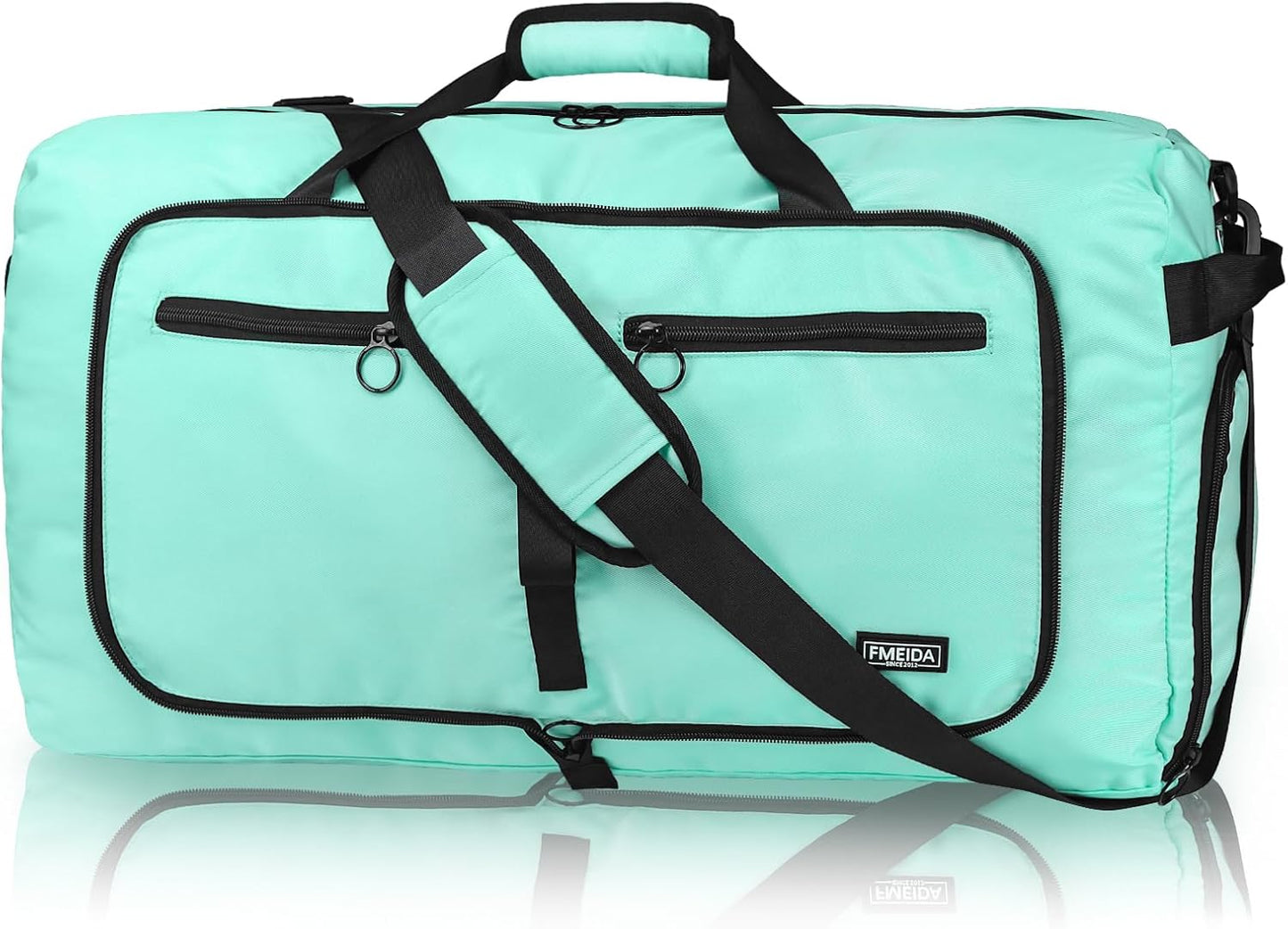 Duffle Bag 65L with Shoes Compartment - Foldable Travel Bag for Men & Women | Water-Repellent & Tear-Resistant (Black)