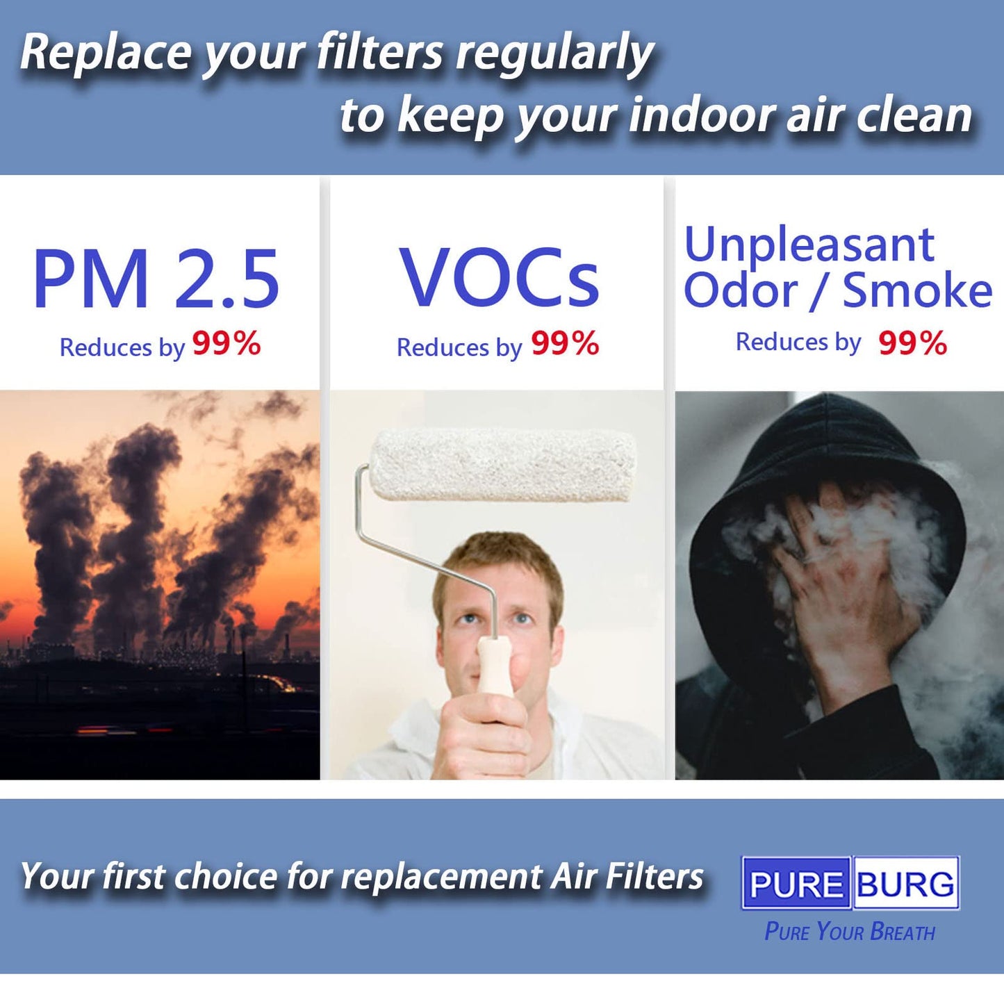 PUREBURG GP-1-F Replacement Filter Compatible with B-Air Grizzly Dryer GP-1,8-Pack Washable Pet-hair Dryer Deodorization Filter Air Clean Dust