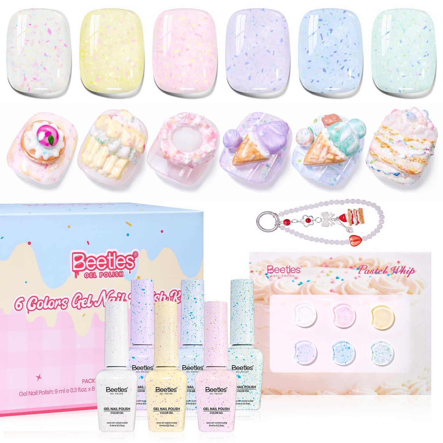 beetles Gel Polish Set, Pastel Whip 6 Colors Taste of Spring Macaron