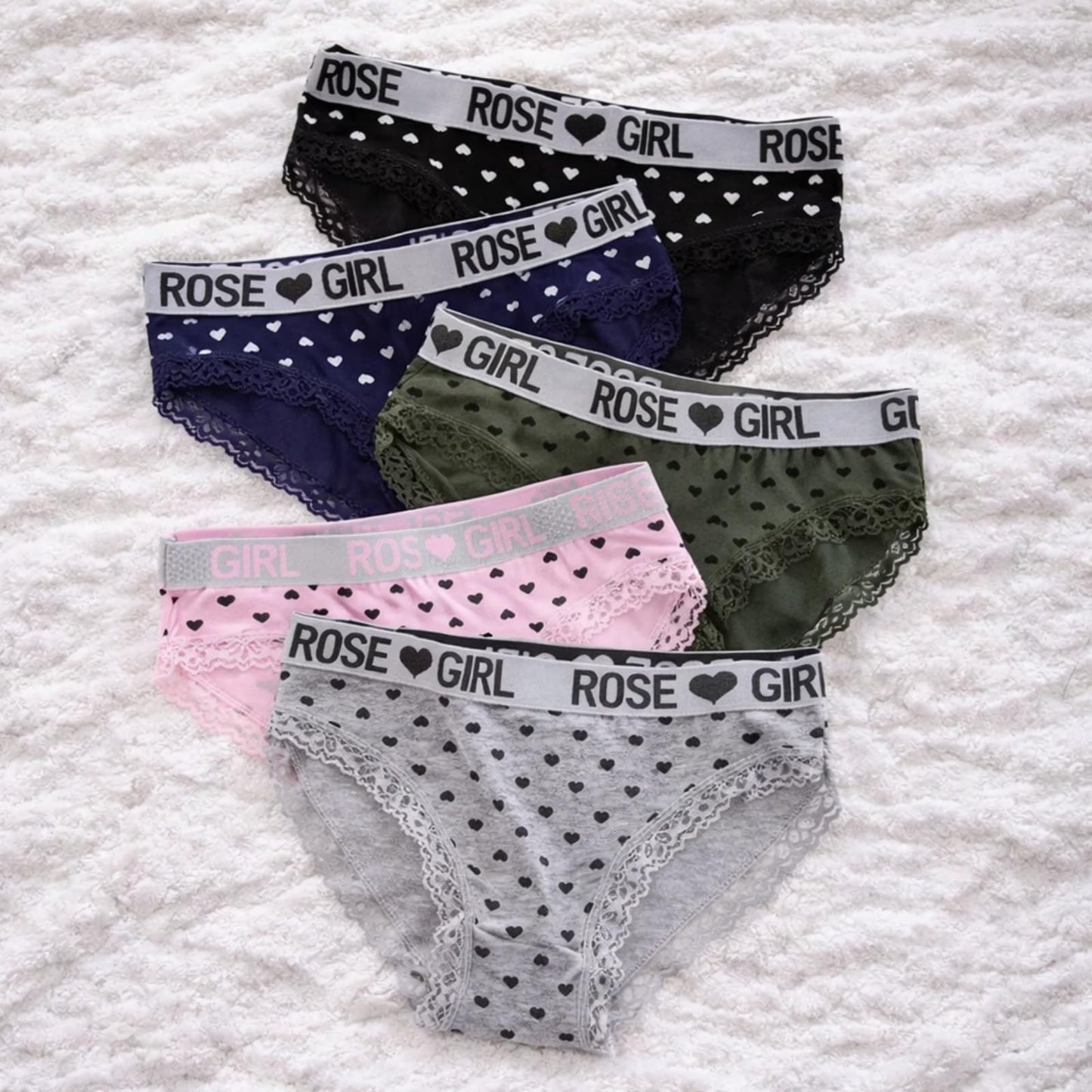 Women’s Cotton Bikini Underwear, 1 Pack Letter Waistband Panties with Lace Trim, Soft Breathable Sports Briefs Black