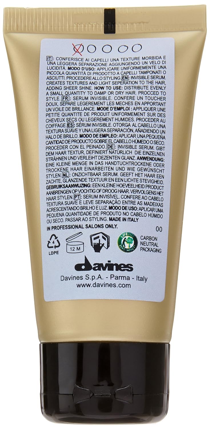 Davines Invisible Serum - Light Hold Anti-Frizz Treatment for Casual Styles | Travel Size 1.69 Fl Oz