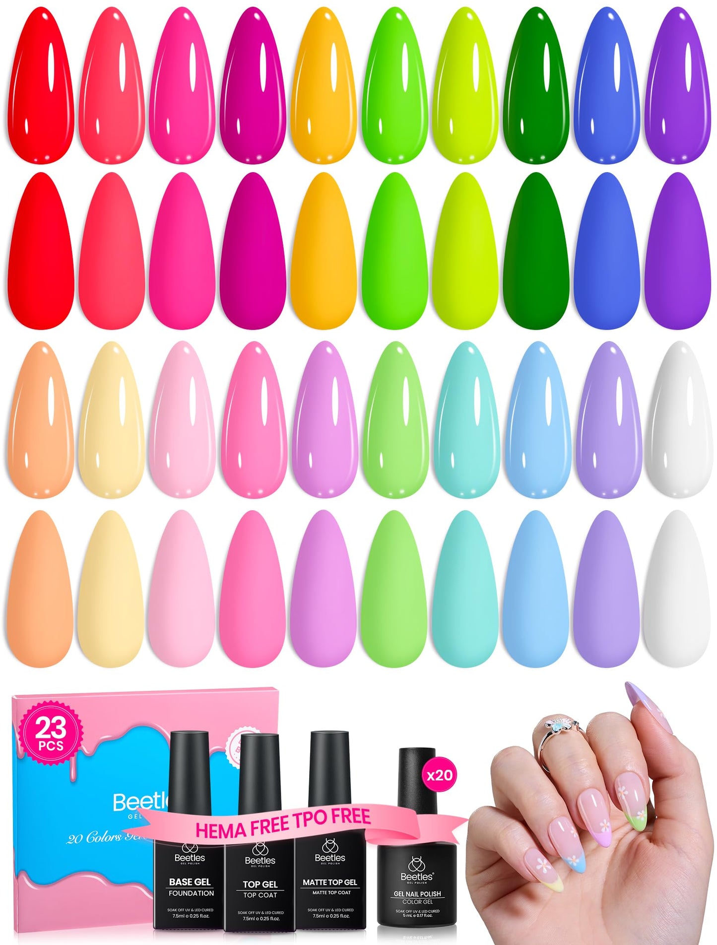 Beetles Deal Box Summer Gel Nail Polish Set, 20 Colors HEMA-Free TPO-Free