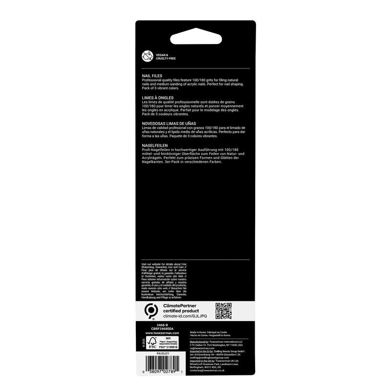Tweezerman Paisley Nail Files, (Pack of 3)