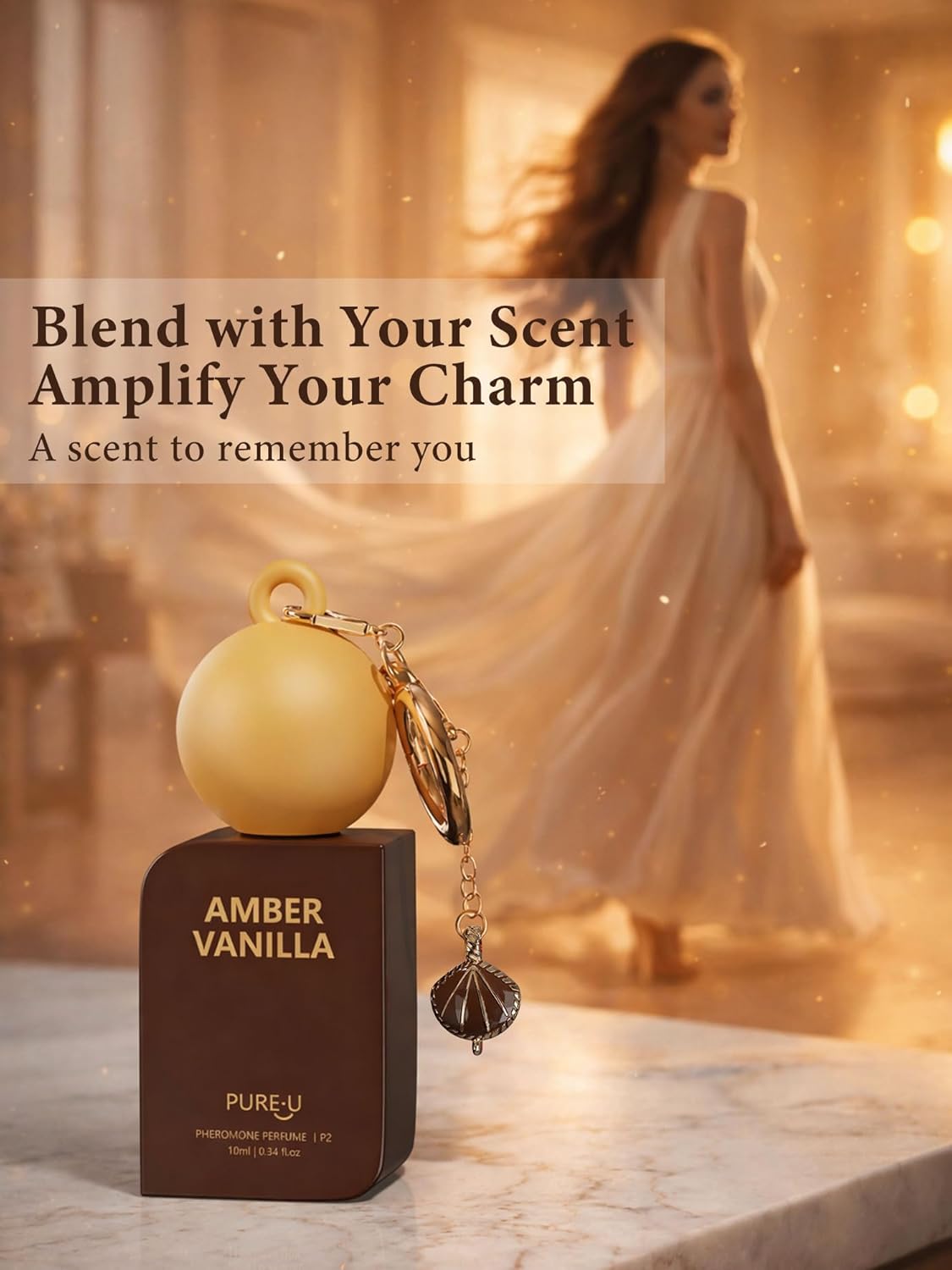 Amber Vanilla Pheromone Perfume Oil for Women - Long Lasting, Alcohol-Free Travel Size Fragrance | 0.34 Fl Oz