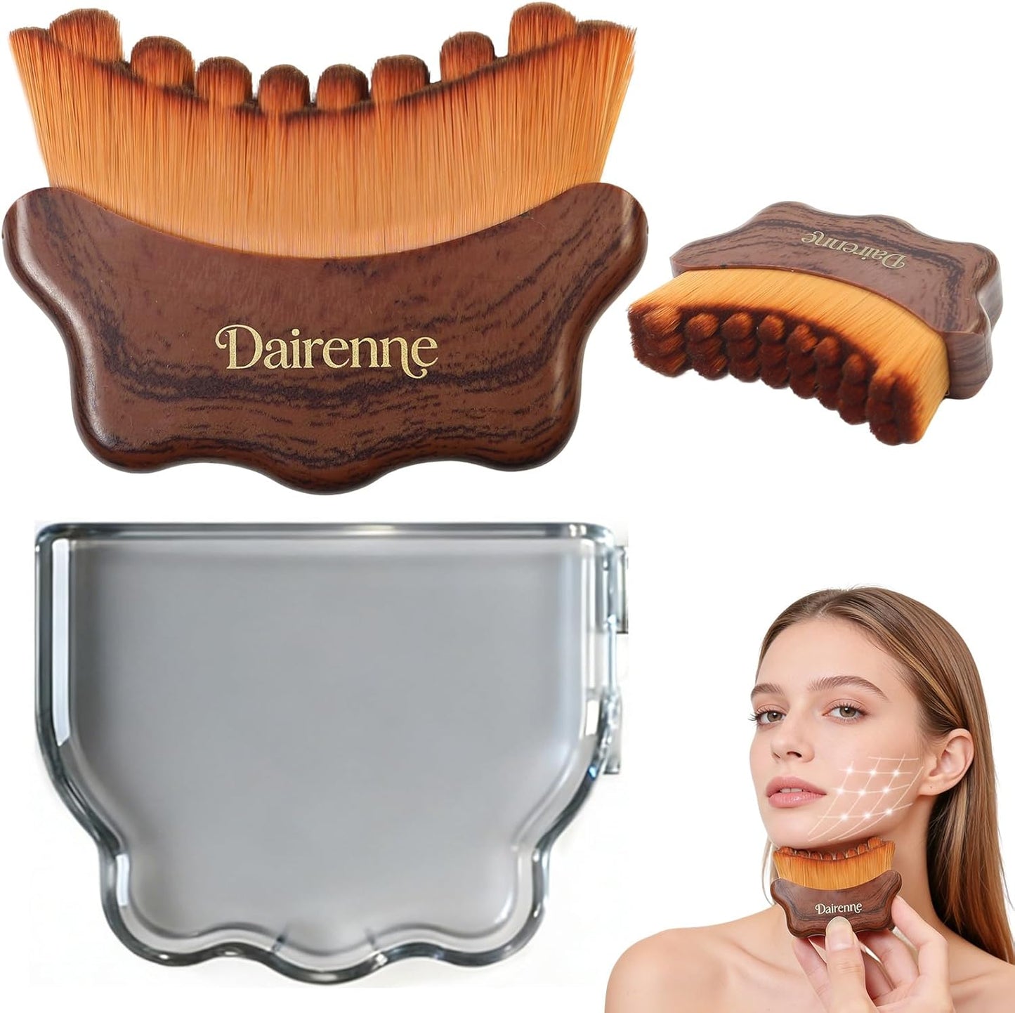 Lymphatic Contour Face Brush - Sculpting & Anti-Puffiness Tool | Ultra Soft Jawline Massage Brush (Brown, 1pc)