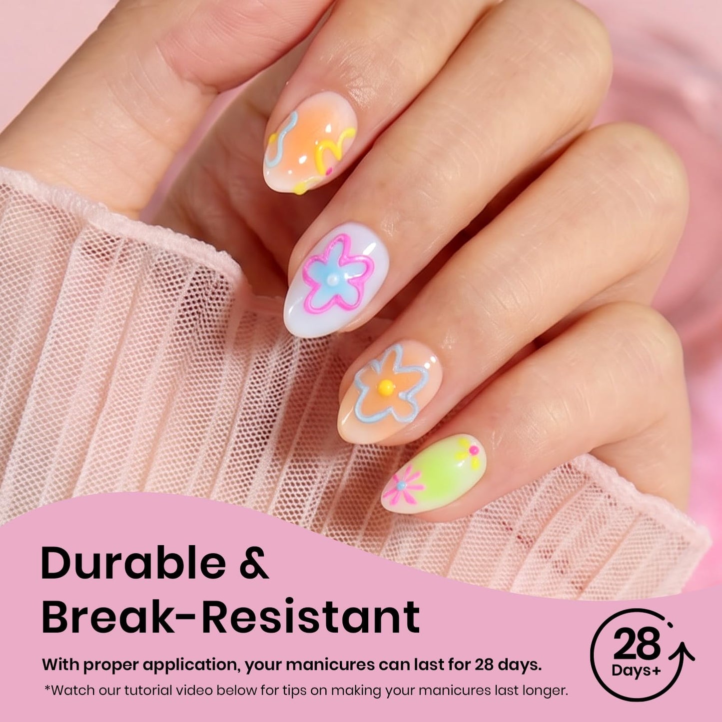 Beetles Extra Short Almond Nail Tips, 12 Sizes 288 PCS Pre-Shaped Full Cover Etch Gel Nail Tips Clear Acrylic Press on Nails Extension for Girls Women Art Design, Glue Needed