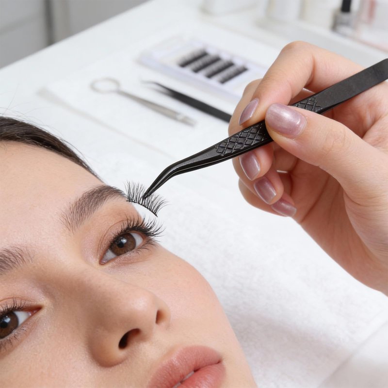Eyelash Extension Tweezer Professional Lash Tweezers for Eyelash Extensions Fiber Tip Diamond Grip Isolation Tweezer Precision Stainless Steel Curved Tweezers for Classic and Volume Lash