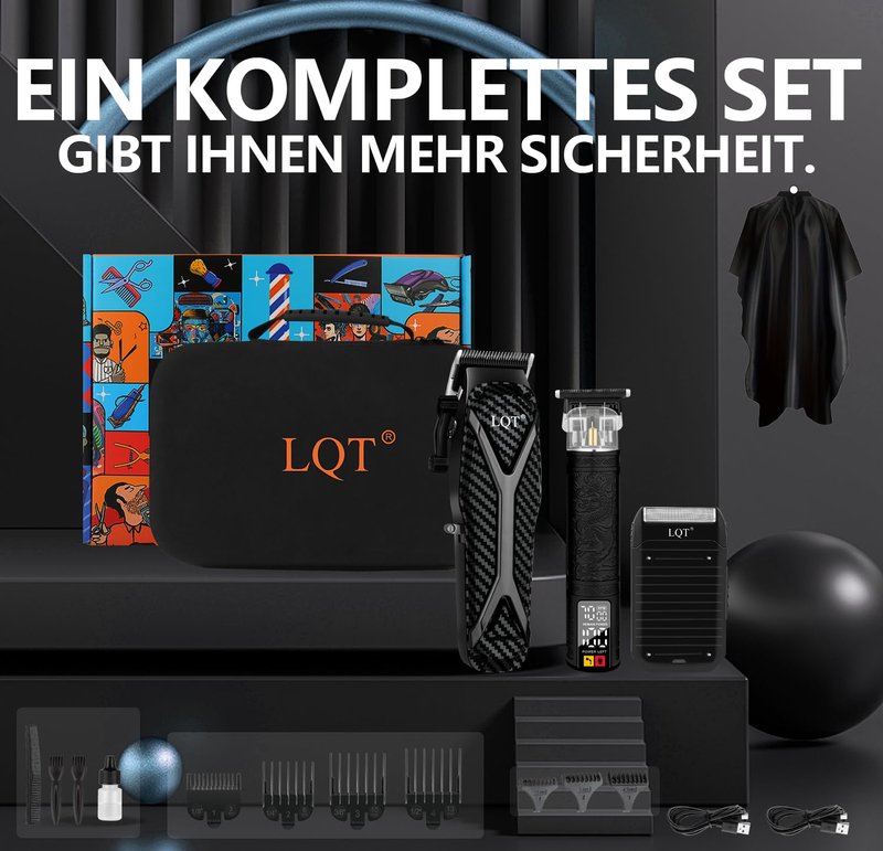 LQT Hair Clippers for Men Professional, Hair Trimmer & Beard Electric Razor Kit, Barber Clipper Set for Men’s Grooming Cordless with LCD Display, Hair Cutting Clippers and Trimmers Set