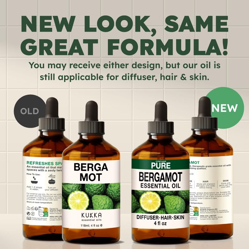100% Pure Bergamot Oil - 4 Fl Oz Bergamot Essential Oil for Hair, Skin, Diffuser, Aromatherapy & DIY Soap Making Scent
