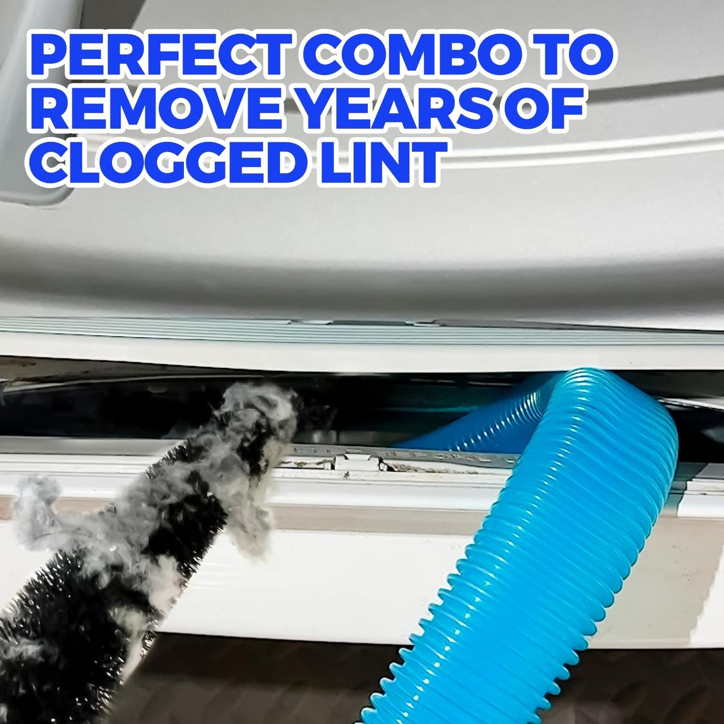 Holikme Dryer Vent Cleaner Kit - 2-Piece Lint Vacuum Attachment & Flexible Brush | Blue