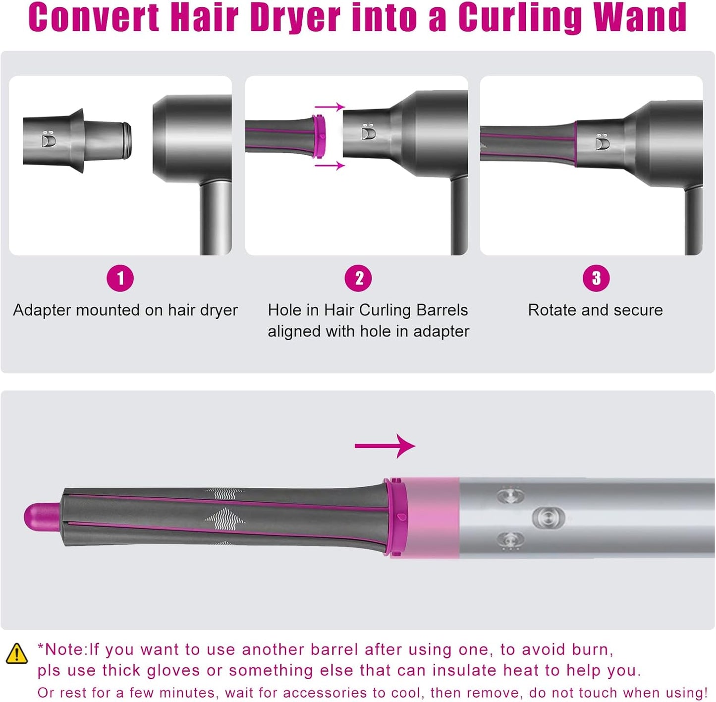 Dyson Airwrap Curling Iron Barrels - 1.2 Inch Long Hair Tool | Compatible with HS01 & HS05 Attachments