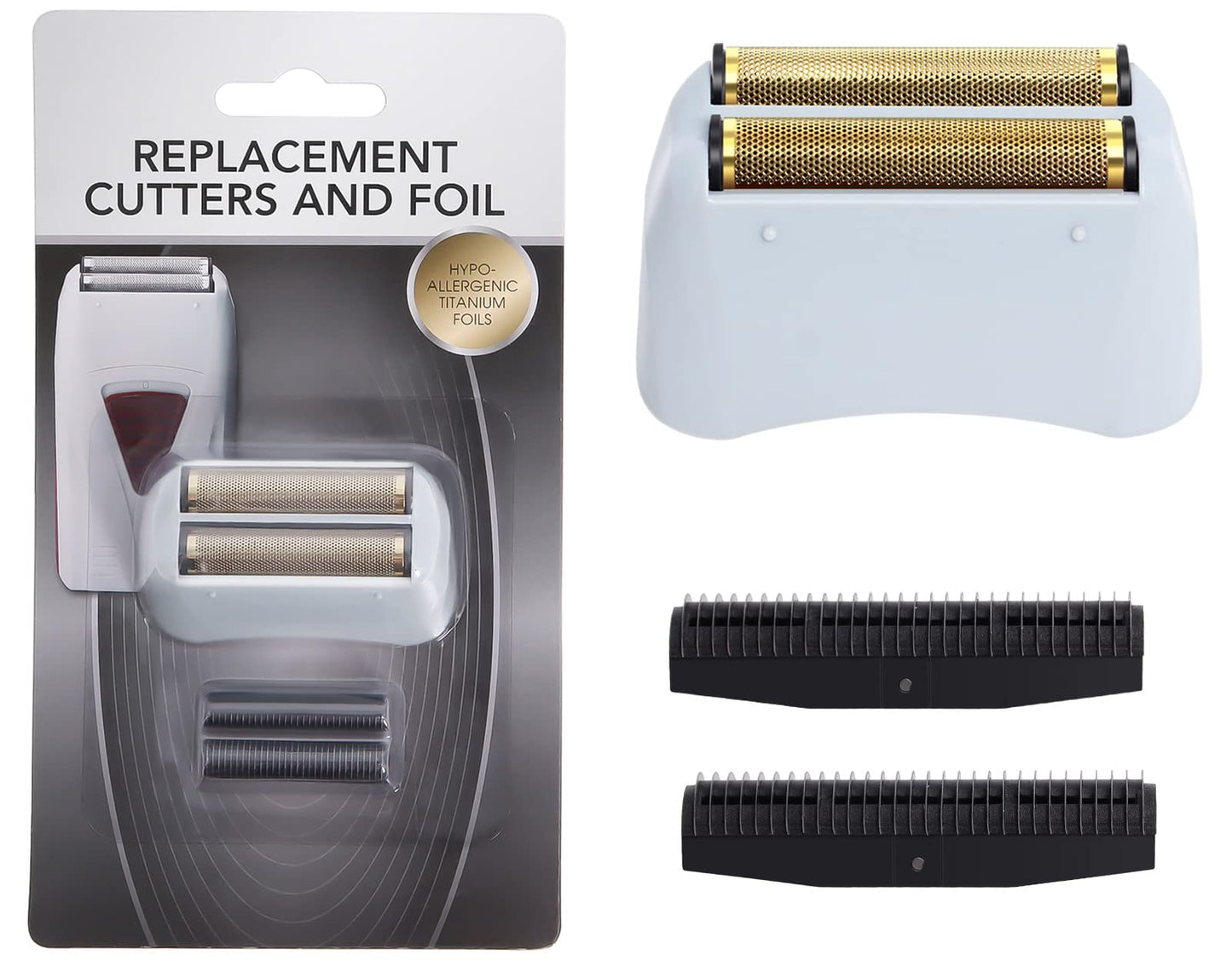 2 Pack Pro Replacement Foil and Cutters Compatible with Andis 17150(TS-1)/17155/17200 for ProFoil & Lithium Shaver, Golden