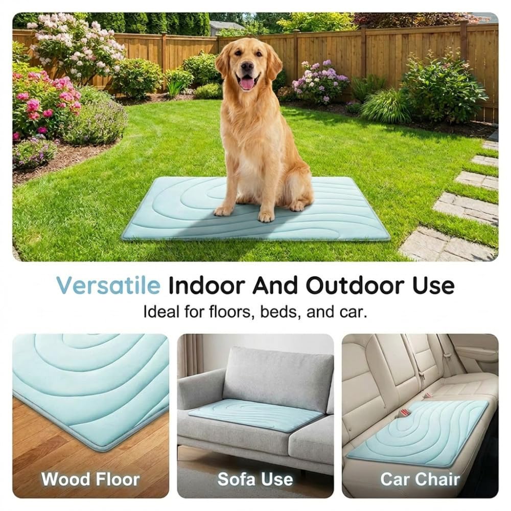 AIIONP Cooling Mat for Dogs, 2026 Upgraded Cooling Bed for Dogs, Portable Dog Cooling Pad, Washable Pet Cooling Pad Indoor Outdoor, Suitable for Crate Travel Home, for Small Medium Dogs (Blue, Small)