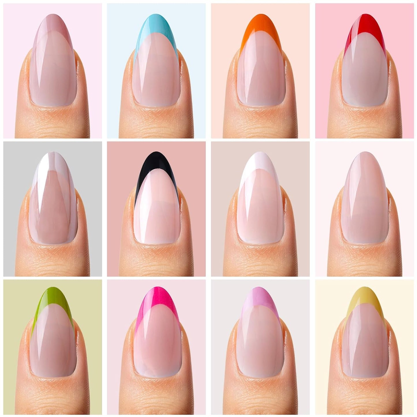 Almond French Tip Press-On Nails - 288PCS Natural Fit Fake Nails | Short & Easy Application