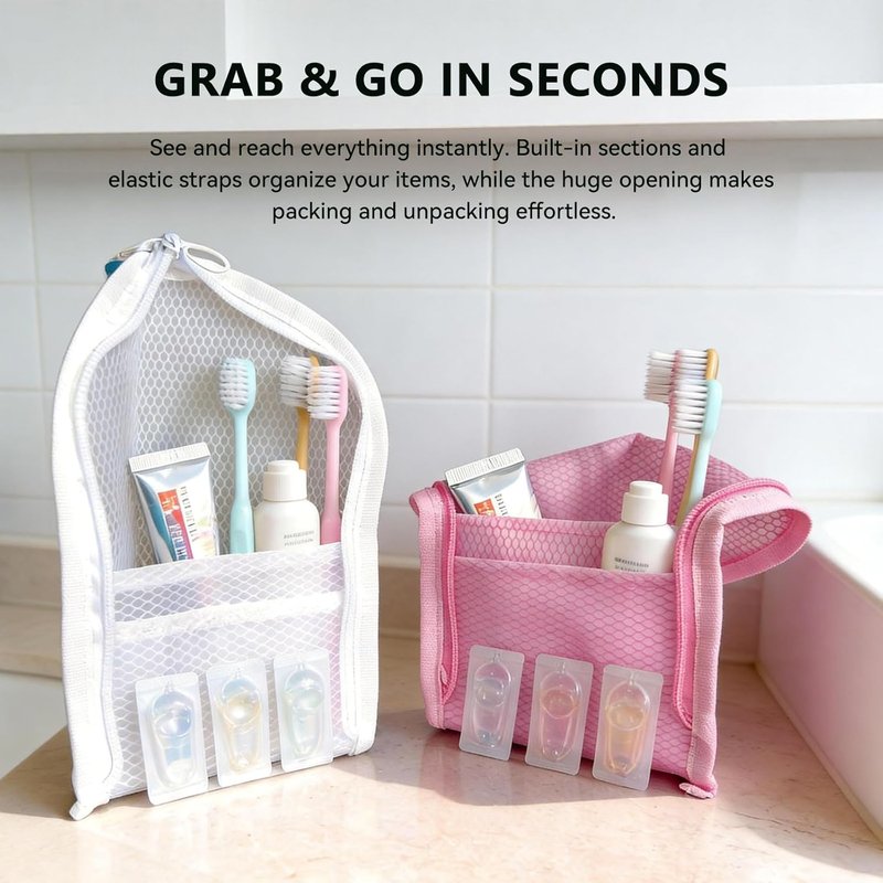Portable Travel Toiletry Bag - Waterproof EVA Hanging Cosmetic Organizer | Lightweight & Compact (White)