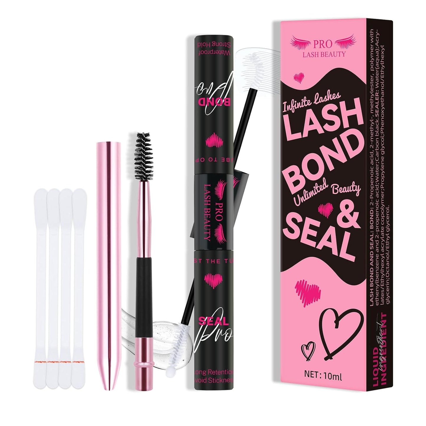 Cluster Lash Glue & Seal - Waterproof Strong Hold for DIY Eyelash Extensions | 5ml Black & 5ml Clear