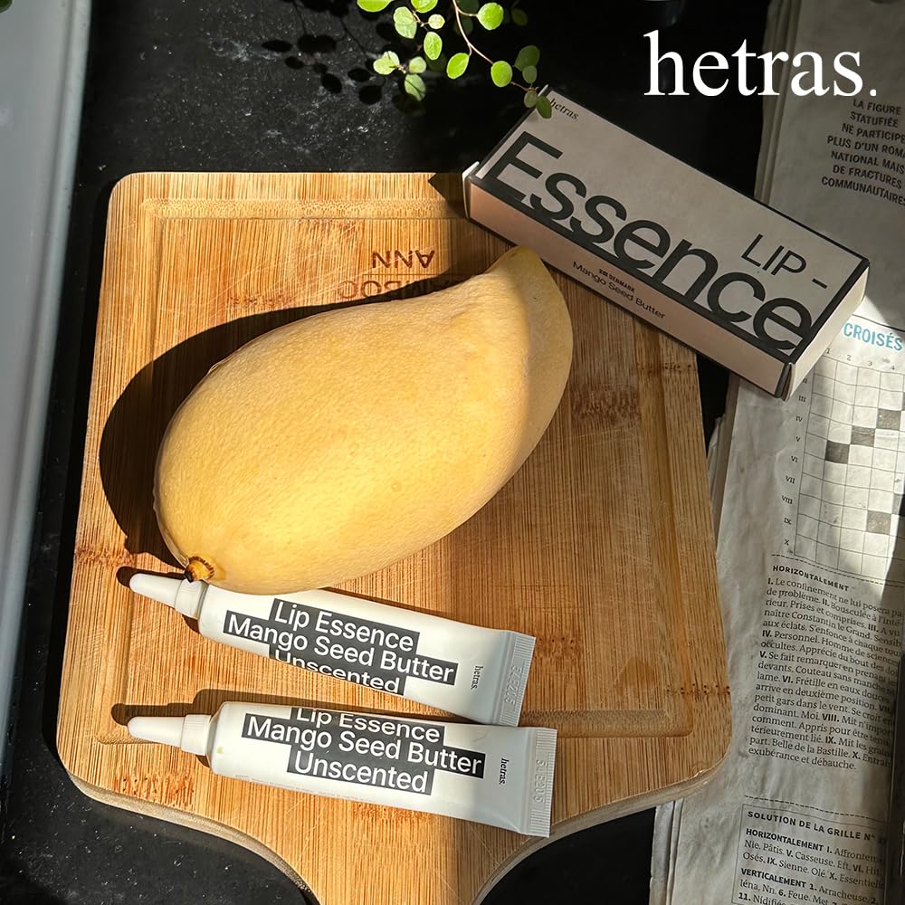 hetras Mango Seed Butter Lip Essence – Deep Hydration Squalane & Ceramide Treatment | Non-Sticky Glossy Jelly Finish | Fragrance-Free Overnight Mask & Daily K-Beauty Balm for Chapped Lips