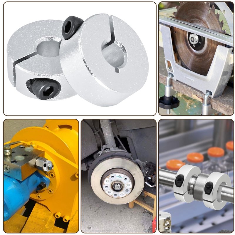 Hordion 4Pcs 6mm Split Shaft Collar, Aluminum One Piece Shaft Locking Collar, 6mm Bore Diameter, 20mm OD, 8mm Thickness, with M4 Screws
