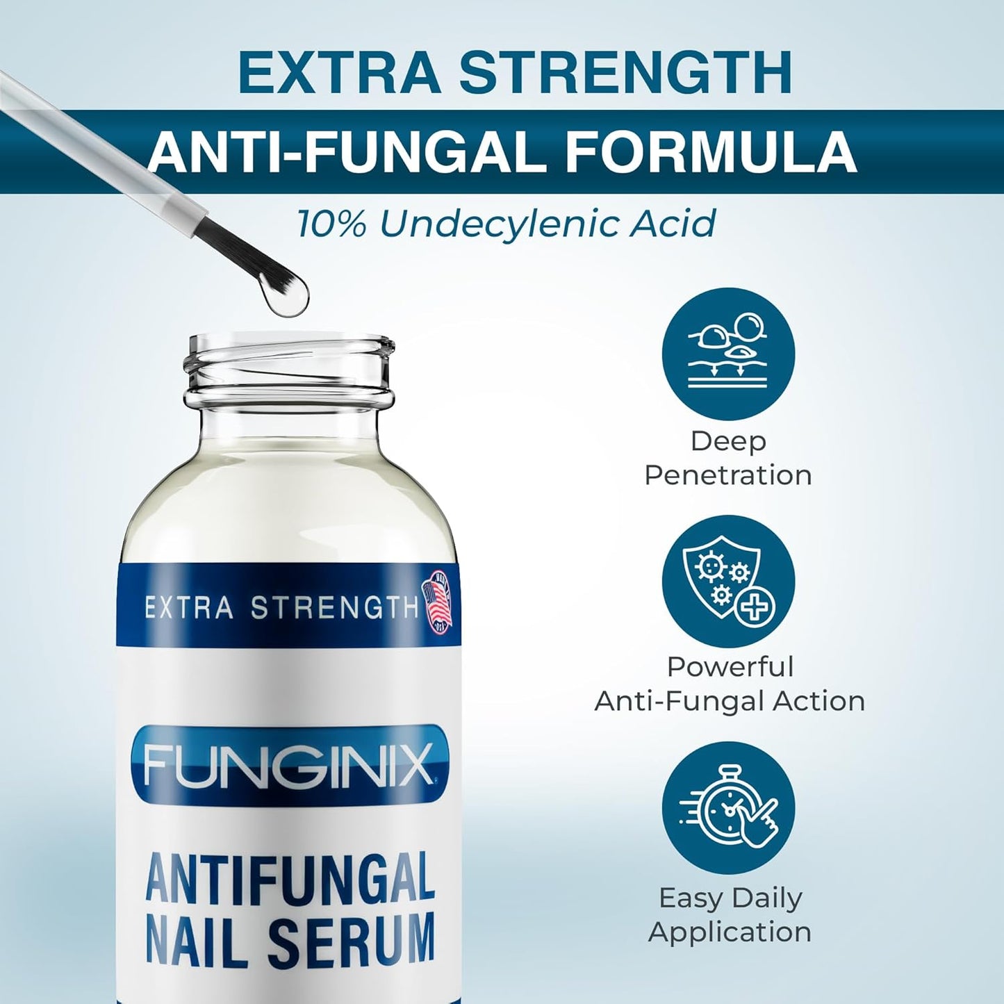 Fungus Treatment - Extra Strength Solution for Toe, Finger & Foot Fungus | Made in the USA (1 Bottle)