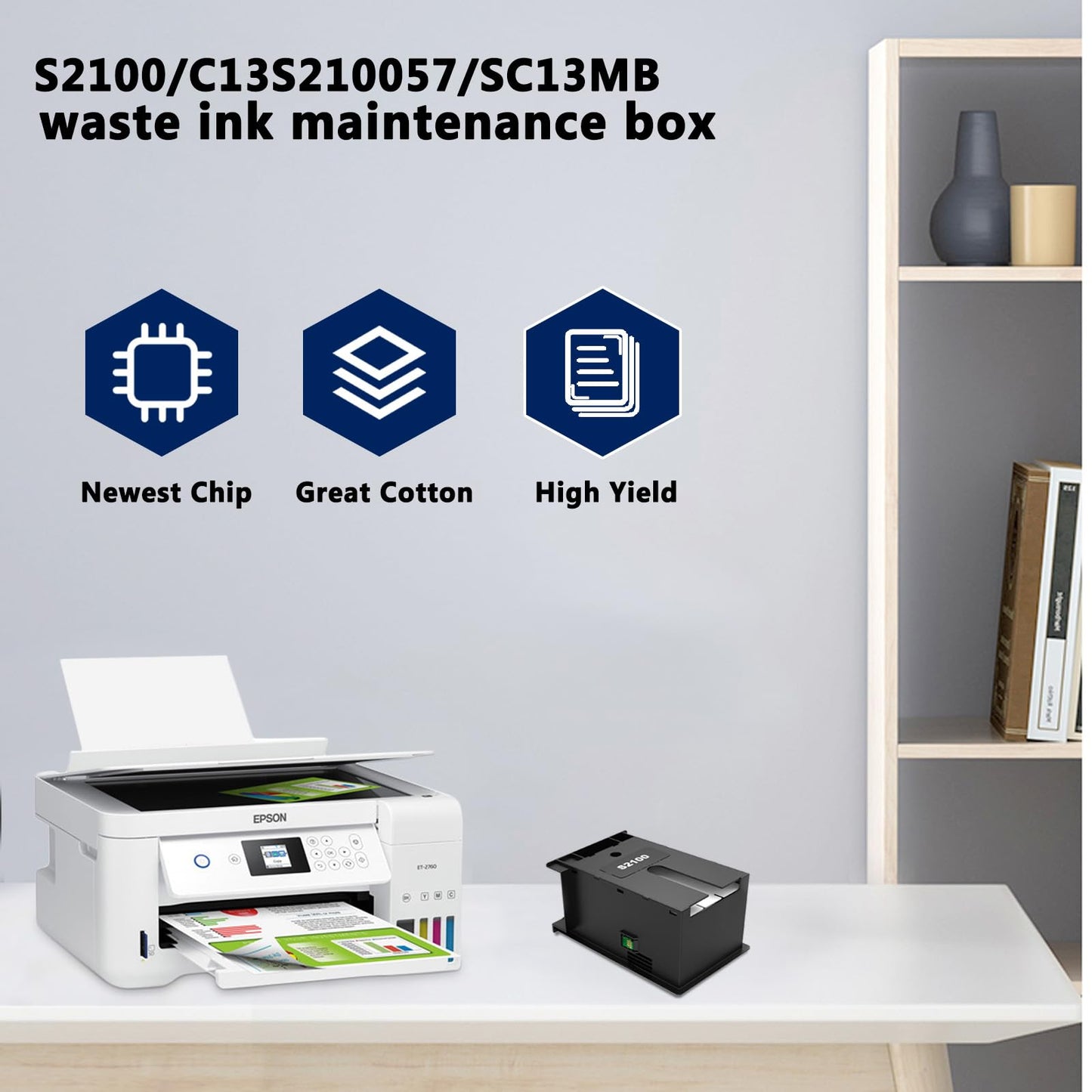 KSUMEI F570 S2100 C13S210057 SC13MB Maintenance Box Ink Waste Tank Compatible with SureColor SC-F531 SC-F560 SC-F570 SC-T2100 SC-T3100 T5130 T5160 T5170 Printers
