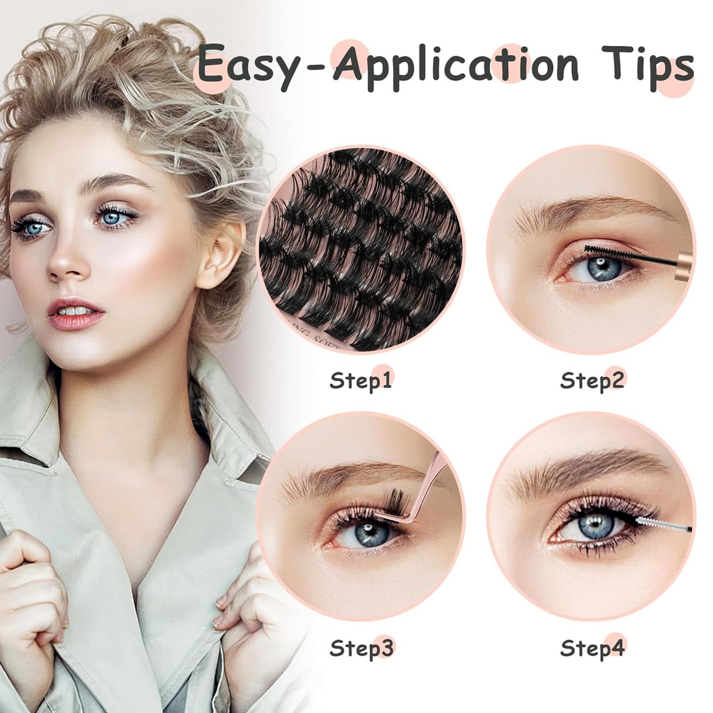YOONOYA Lash Clusters 144 PCS 16mm Mix Volume Lashes Eyelash Clusters D Curl Cluster Eyelash Extensions Natural Wispy Cluster Lashes Reusable Individual Thick Lash Extension (QD-16mm - Mix)