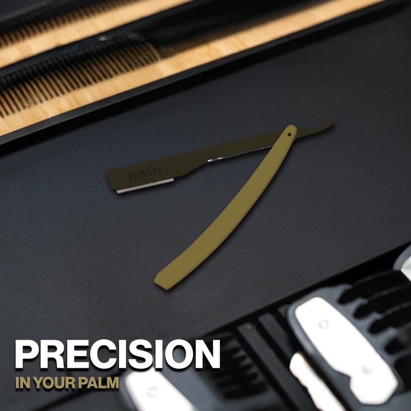 GRAVITY RAZORS Professional Straight Razor Kit – Ultra Exposure, Includes 10 Premium Blades, 2mm Exposed, Gold & Black