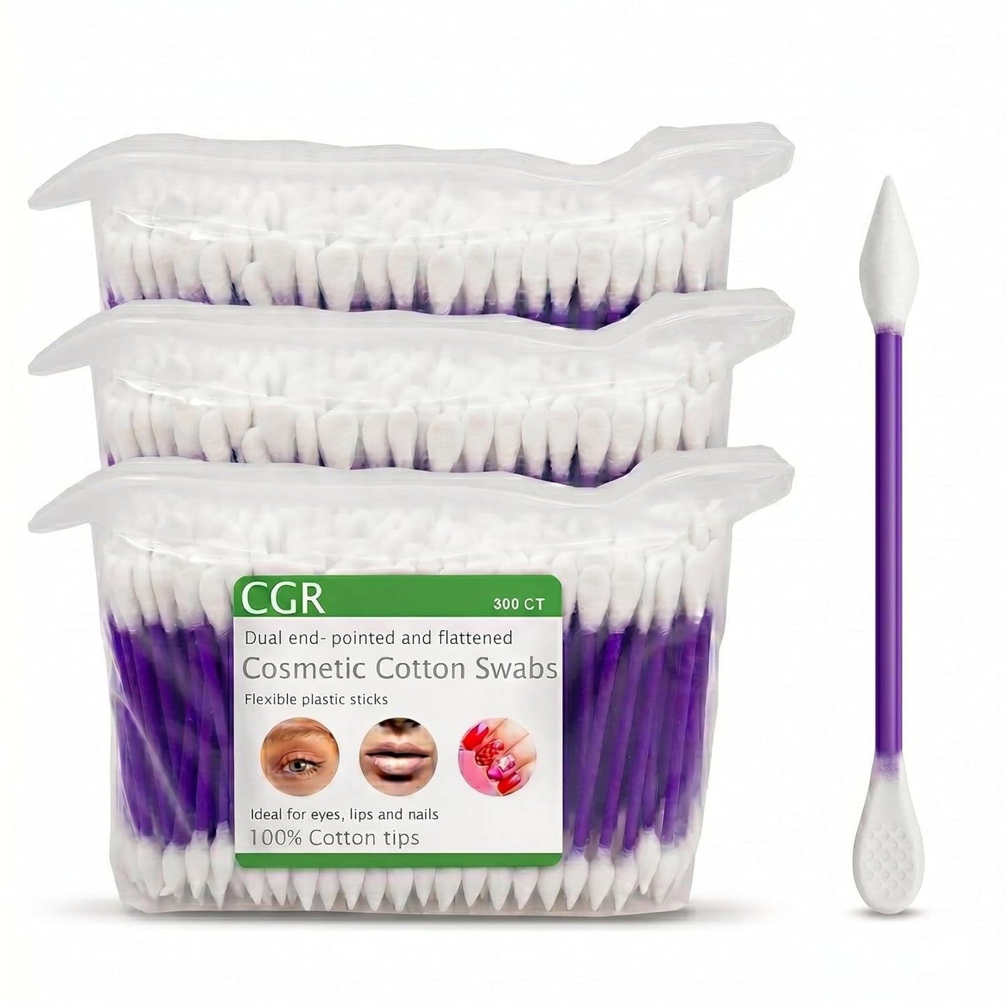 CGR Precision Cotton Swabs - 760 Pcs Acrylic Canister with Pointed & Flattened Tips | Makeup Applicator