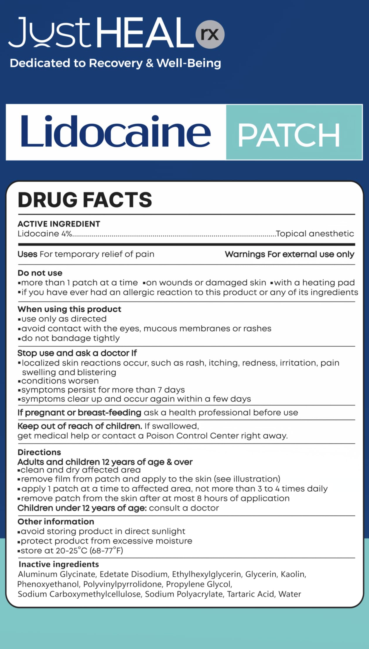 Lidocaine Patches - 4% Numbing Gel Pain Patches | 32 Pack- Maximum Strength Knee Pain Relief Patches | Nerve, Sciatica, Neck & Shoulder Joint, Muscle Soreness & Back Pain Relief- Topical Analgesic
