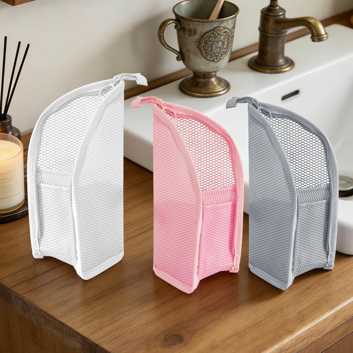 Standing Toiletry Bag | Portable Lightweight Travel Toiletry Cosmetic Brush Compartment | Eva Makeup Toothbrush Bags with Zipper Mesh Pocket | Travel Toiletry Storage Organizer for Woman and Man