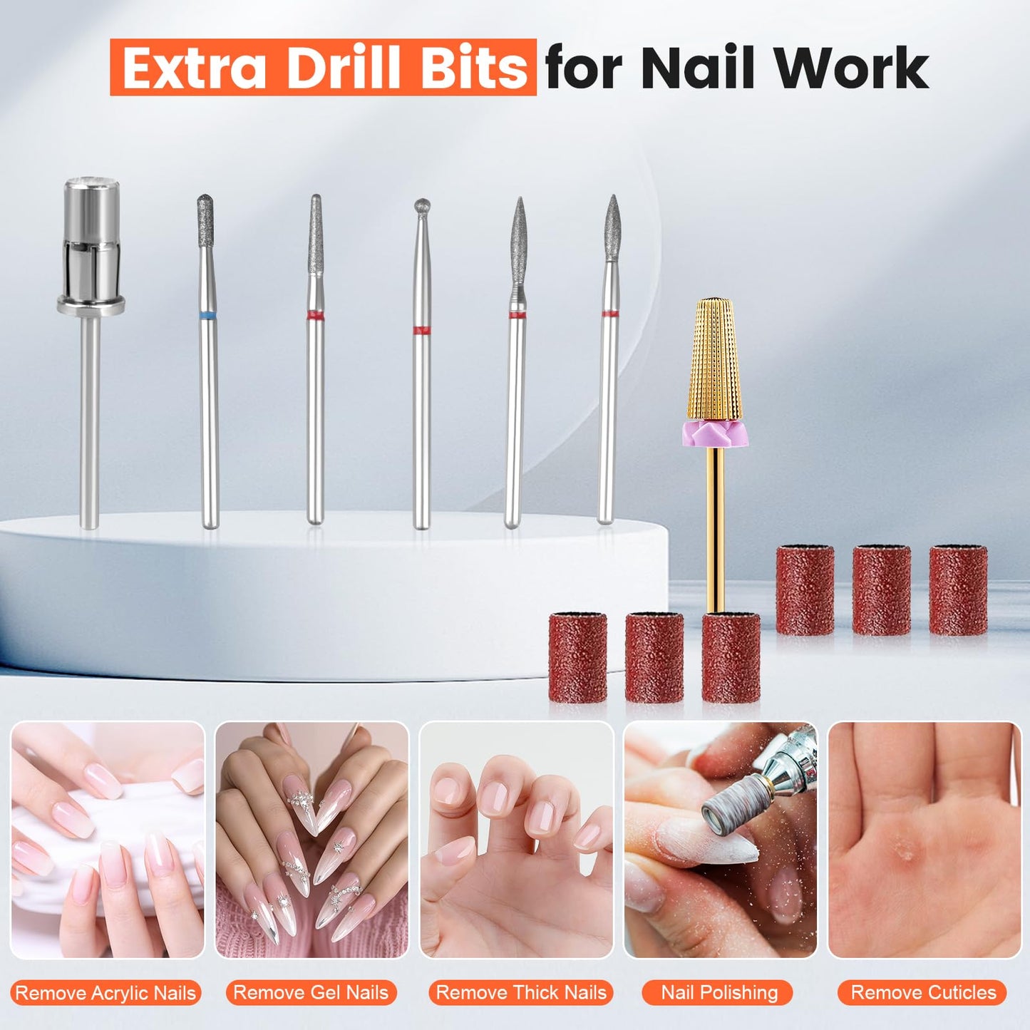 HoMove Professional Nail Drill, 40,000RPM Brushless Electric Nail File, Cordless Rechargeable Portable Nail Efile Machine