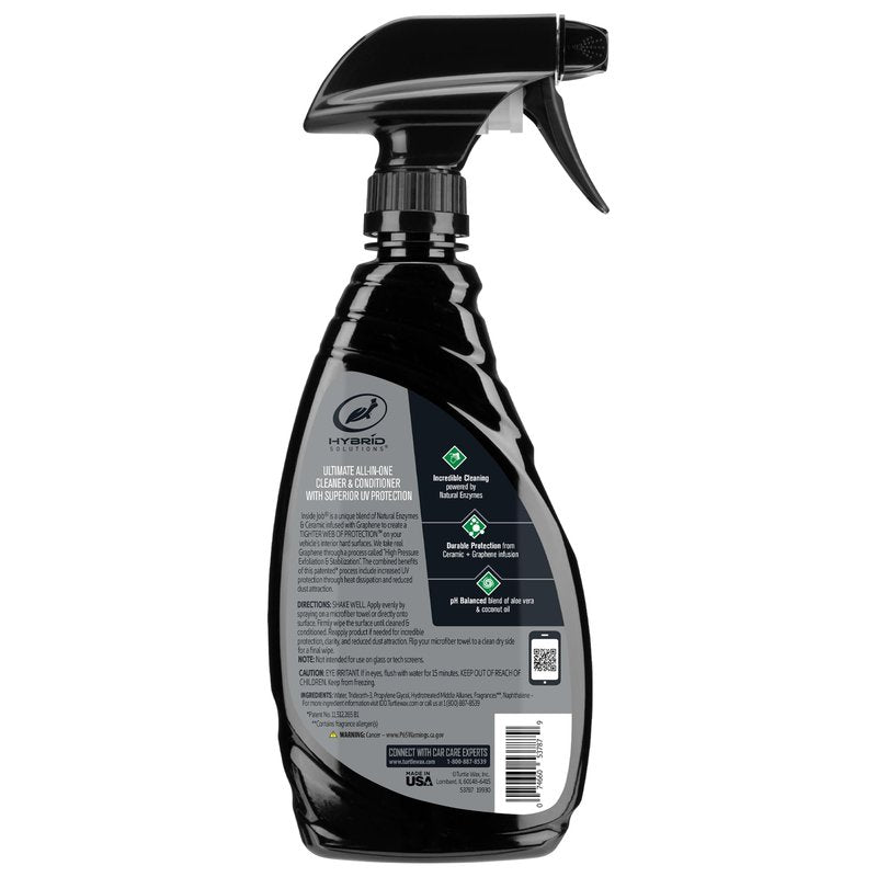 Turtle Wax Hybrid Solutions Inside Job, All Purpose Ceramic Interior Car Cleaner and Protectant, Cleans, Deodorizes and Protects Leather Car Seats, Vinyl, Rubber, and Plastic, 16 fl oz (Pack of 1)