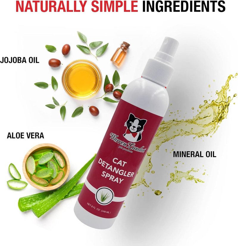 Cat Detangler Spray - Unscented Formula for Easy Grooming | 8 oz