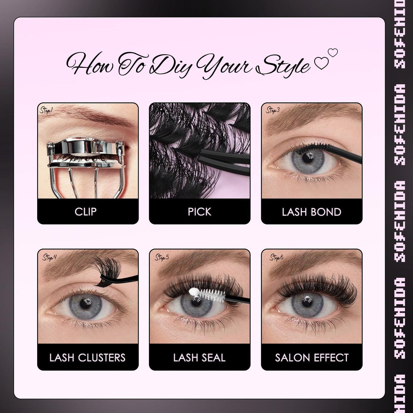 SOFENIDA Lash Clusters Kit Lash Extensions Kit Clusters Eyelash Extension Kit Lash Clusters DIY at Home