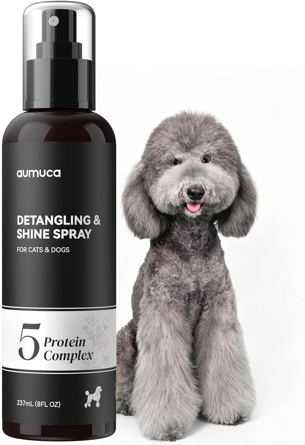 Dog Detangling & Shine Spray - Leave-In Conditioner for Doodles, Cats & Horses | 5-Protein Complex for Deep Repair | 8 Fl Oz